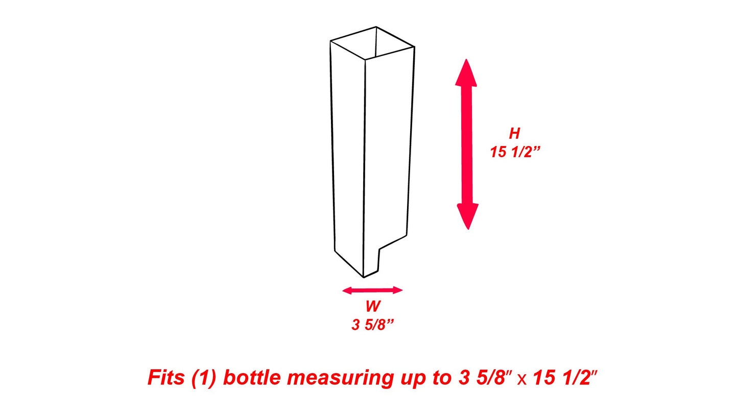 Bottle Insert For One 750ml or 1 liter Bottle